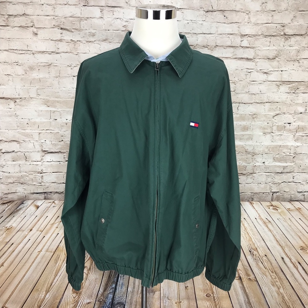 VTG Tommy Hilfiger Green Box Logo XXL Jacket A35